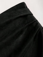 Sweetra Vintage Italian Style Maillard Color Pleated Bodycon Skirt, Sexy & Alluring For Autumn/Winter