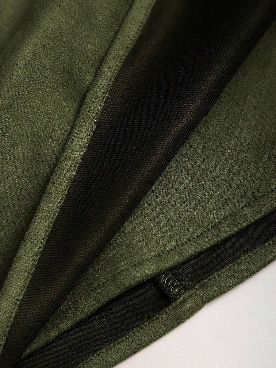 Sweetra Vintage Italian Style Maillard Color Pleated Bodycon Skirt, Sexy & Alluring For Autumn/Winter