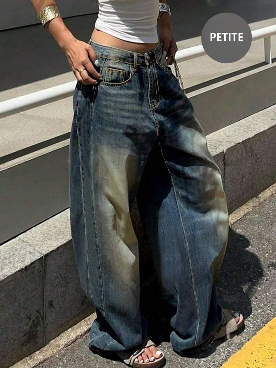New Women's Retro Casual Boyfriend Style Straight Loose Fit Versatile Denim Jeans, All Season
