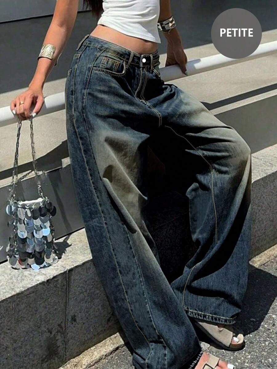 New Women's Retro Casual Boyfriend Style Straight Loose Fit Versatile Denim Jeans, All Season