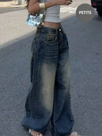 New Women's Retro Casual Boyfriend Style Straight Loose Fit Versatile Denim Jeans, All Season