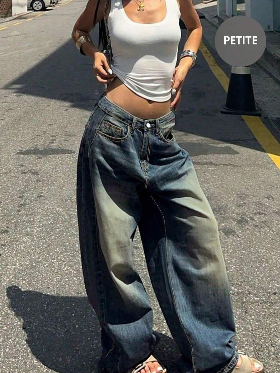 New Women's Retro Casual Boyfriend Style Straight Loose Fit Versatile Denim Jeans, All Season