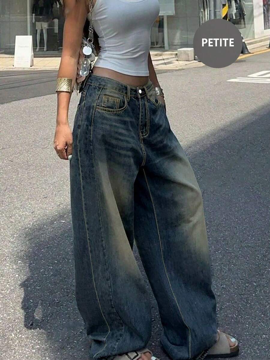New Women's Retro Casual Boyfriend Style Straight Loose Fit Versatile Denim Jeans, All Season