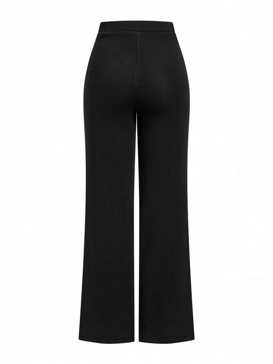 SHEIN Clasi Summer Elegant Women's Plaid Printed Elastic Knitted Pants, Suitable For Various Occasions, Suitable For Summer Vacation, Elegant Travel, And Daily Commuting Business Casual Woman