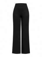 SHEIN Clasi Summer Elegant Women's Plaid Printed Elastic Knitted Pants, Suitable For Various Occasions, Suitable For Summer Vacation, Elegant Travel, And Daily Commuting Business Casual Woman