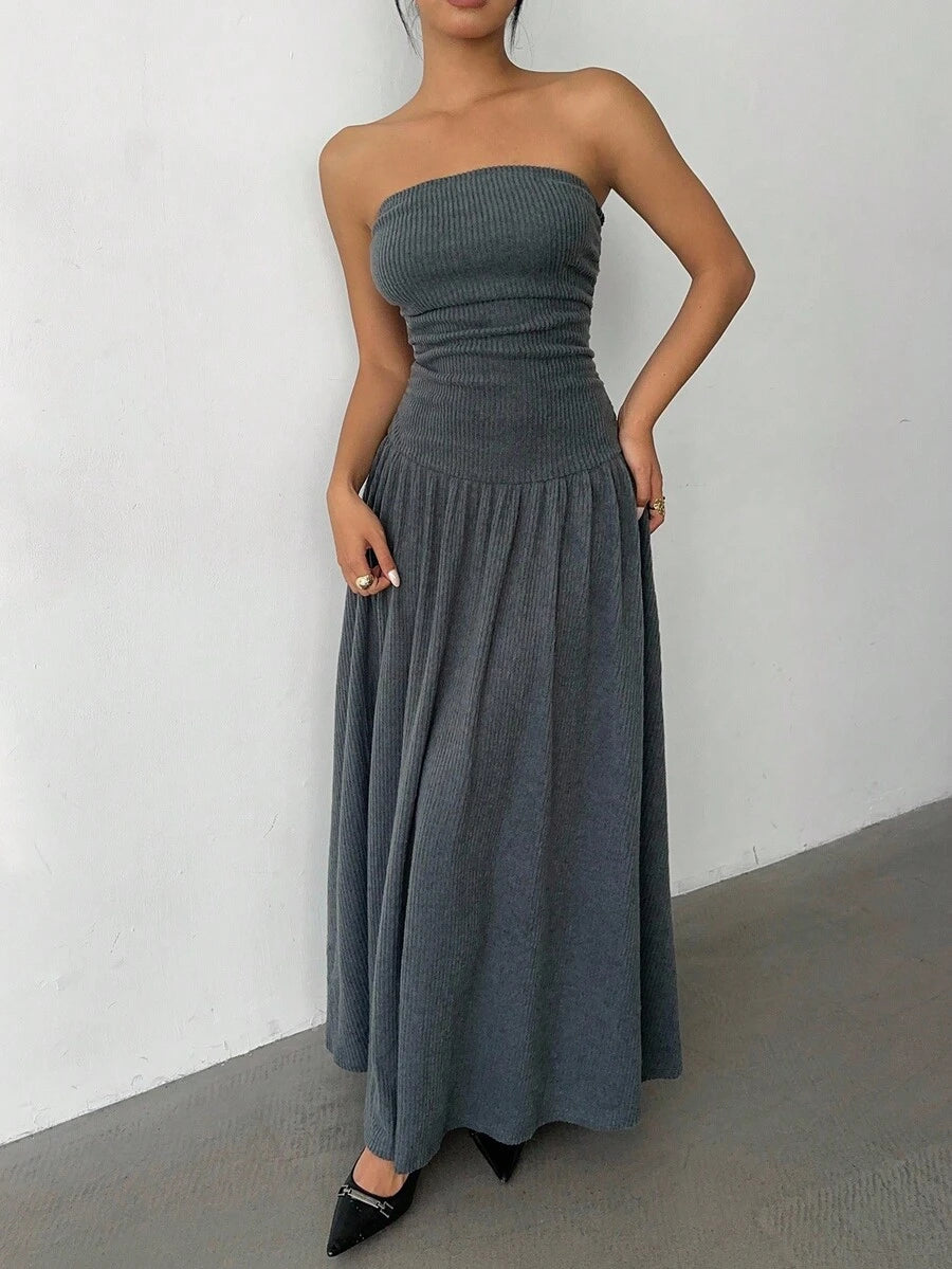 MainGRL Women's Casual Long Dress In Beige Color, Summer,Butter Yellow Dress