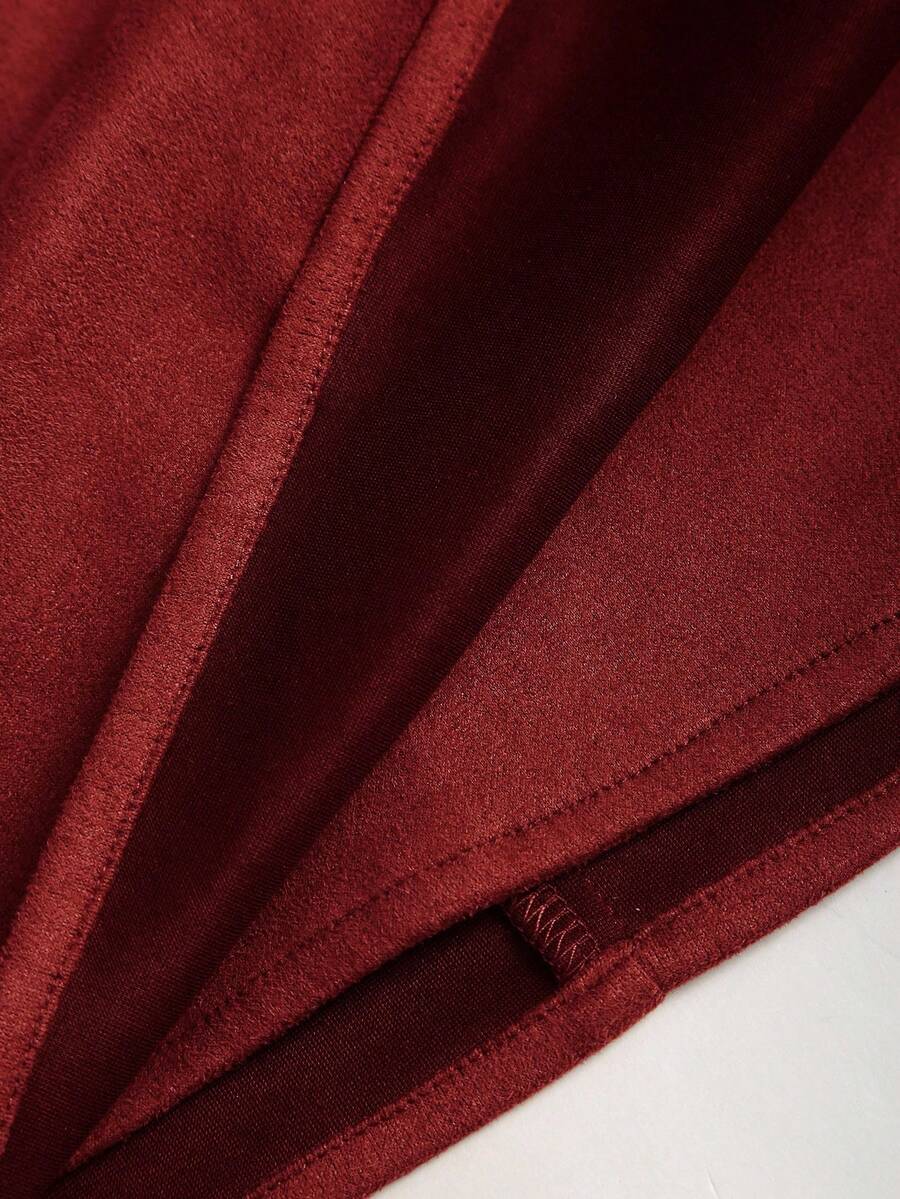Sweetra Vintage Italian Style Maillard Color Pleated Bodycon Skirt, Sexy & Alluring For Autumn/Winter