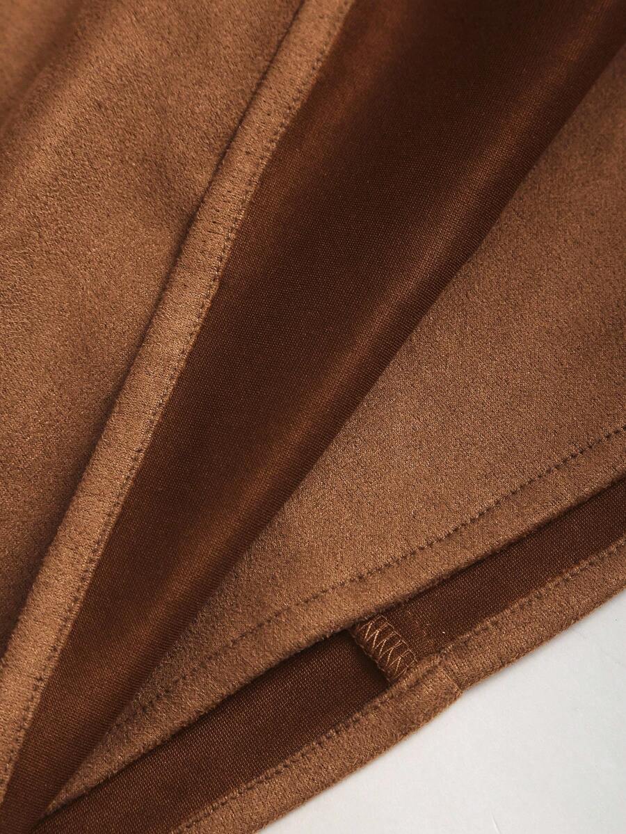 Sweetra Vintage Italian Style Maillard Color Pleated Bodycon Skirt, Sexy & Alluring For Autumn/Winter