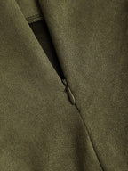Sweetra Vintage Italian Style Maillard Color Pleated Bodycon Skirt, Sexy & Alluring For Autumn/Winter