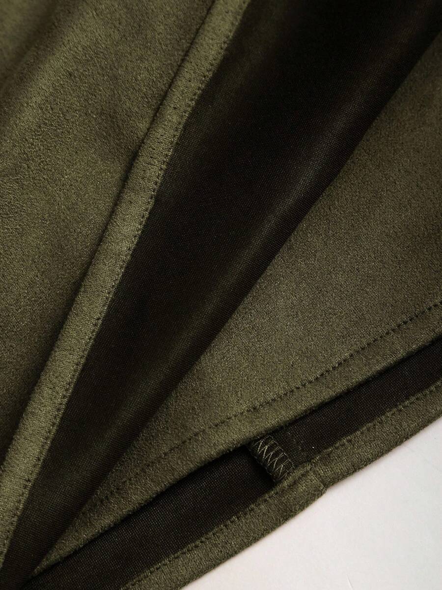 Sweetra Vintage Italian Style Maillard Color Pleated Bodycon Skirt, Sexy & Alluring For Autumn/Winter