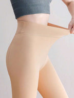 1pc Women's Sexy Semi-Sheer Tights, Thick Warm Lining, High Waist Elastic Skinny Pants, 220g, Comfortable