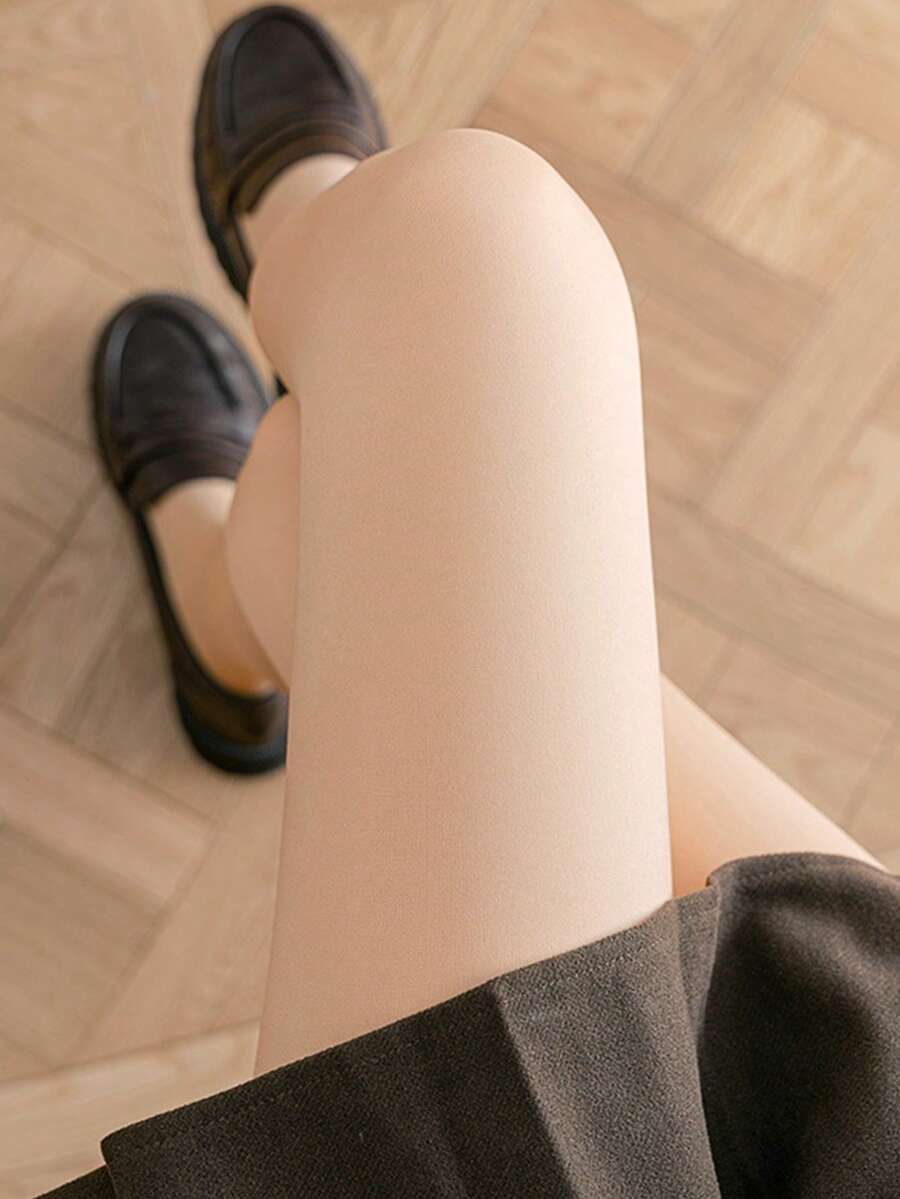 1pc Women's Sexy Semi-Sheer Tights, Thick Warm Lining, High Waist Elastic Skinny Pants, 220g, Comfortable