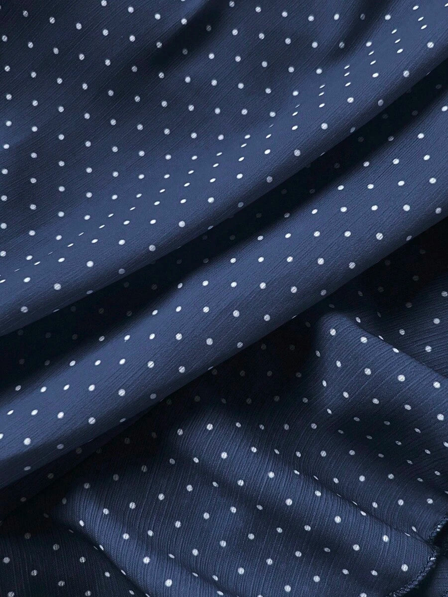Elamini Women's Fashion Pleated Layered Decor Sweet Design Charming Polka Dot Ruffle Hem Vacation Style Skirt