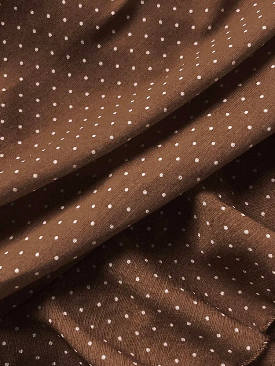 Elamini Women's Fashion Pleated Layered Decor Sweet Design Charming Polka Dot Ruffle Hem Vacation Style Skirt