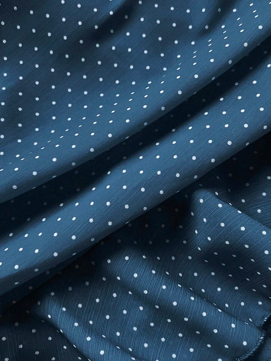 Elamini Women's Fashion Pleated Layered Decor Sweet Design Charming Polka Dot Ruffle Hem Vacation Style Skirt