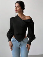 Firerie Women Casual Elegant Refined Commute Office Asymmetrical Hem Long Sleeve Blazer Collar