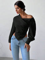 Firerie Women Casual Elegant Refined Commute Office Asymmetrical Hem Long Sleeve Blazer Collar