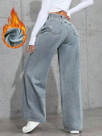 SHEIN ICON Casual Relaxed-Fit High-Waist Straight Leg Denim Jeans