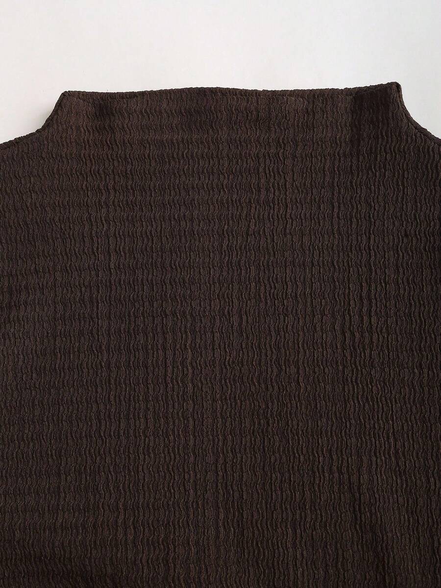 Sweetra Women's Stand Collar Cinched Waist Minimalist Flare Sleeve Bodycon Midi Dress