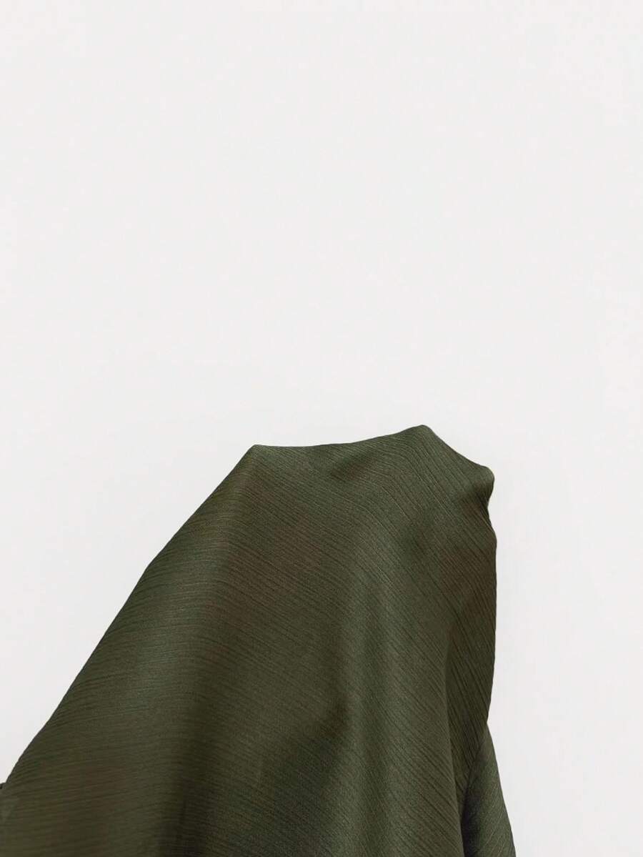 INAWLY Women's Autumn Simple Solid Color Front Tie Flare Sleeve Shirt