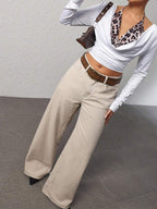 SHEIN ICON Women's Loose Fit Wide Leg Pockets Casual Versatile Jeans Pants