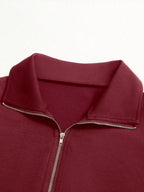 Airaco Women's Solid Color Drop Shoulder Long Sleeve Vintage American Style Half Zip Niche Sweatshirt Pullover Fall