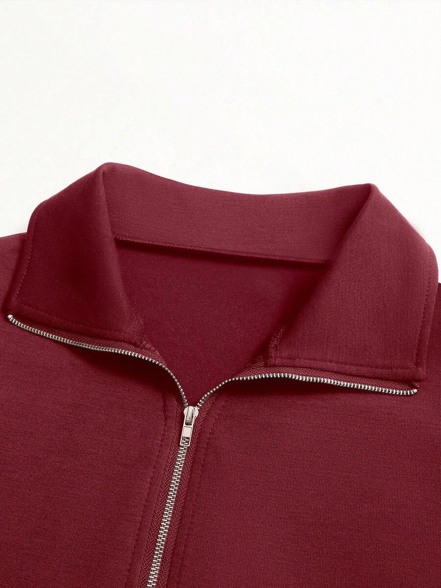 Airaco Women's Solid Color Drop Shoulder Long Sleeve Vintage American Style Half Zip Niche Sweatshirt Pullover Fall