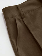 Vela Rue Minimalist Design Jumpsuit Pants, Hook & Zipper Closure, Thin Solid Green Straight Leg Trousers, Flattering Wide Leg, Fashionable All Season
