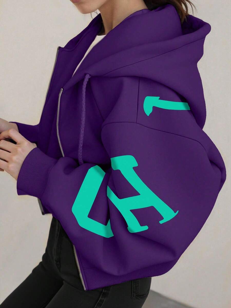 INAWLY Hooded Thermal Lined Sweatshirt, Autumn/Winter Short Loose Jacket,Ladies Spring/Fall Casual Pocket,Zipper Three Quarter Length Sleeve Hooded Oversized Regular Apricot Drop Shoulder Zip Up Women Hoodies,Three Quarter Sleeve Tops Graduation,Back To School Outfits,Graduation,Teacher Outfits For Women,Back To School Pullover