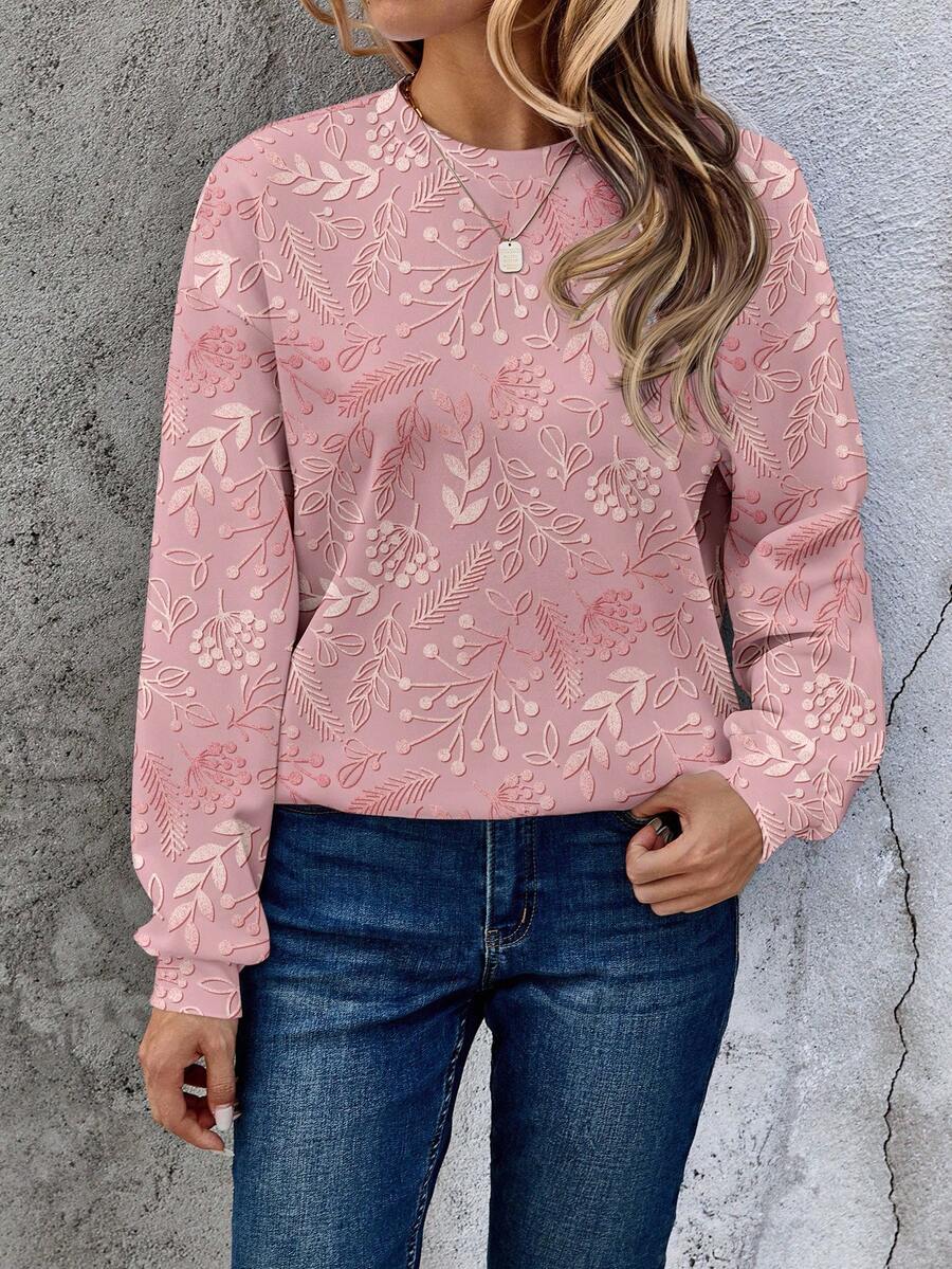 EMERY ROSE Casual Plaid Print Pattern Loose Fit Crew Neck Long Sleeve Sweatshirt For Women Checkered Top Argyle Sweater Winter Tops For Women Women Sweater Plaid Top,Casual