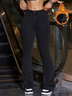 Flexra Women Flared Pocket Casual All-Match Denim Flared Jeans Y2k Bootcut Jeans