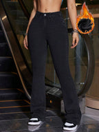 Flexra Women Flared Pocket Casual All-Match Denim Flared Jeans Y2k Bootcut Jeans