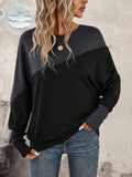 SHEIN LUNE Two Tone Batwing Sleeve Sweatshirt Graduation,Back To School Outfits,Graduation,Teacher Outfits For Women,Back To School In Fall/Winter Women Long Sleeve Tops Winter Tops For Women Pullover For Women Women Sweater Oversized Sweatshirt Woman,Fall,Fall Clothes For Women