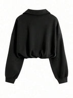 Airaco Women's Solid Color Drop Shoulder Long Sleeve Vintage American Style Half Zip Niche Sweatshirt Pullover Fall