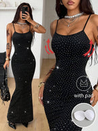 Coolane Women's Spring And Summer For Festival Coquette Daily Wear Going Out Date Night Stretchy Long Dress, Built-In Bra