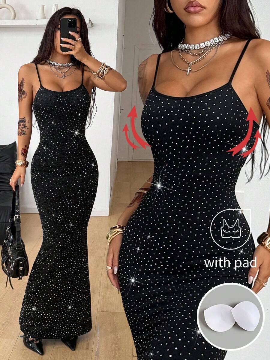 Coolane Women's Spring And Summer For Festival Coquette Daily Wear Going Out Date Night Stretchy Long Dress, Built-In Bra