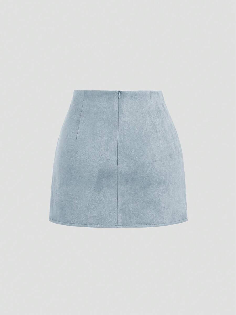 Sweetra Vintage Italian Style Maillard Color Pleated Bodycon Skirt, Sexy & Alluring For Autumn/Winter