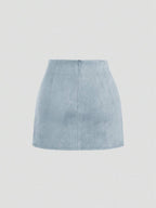 Sweetra Vintage Italian Style Maillard Color Pleated Bodycon Skirt, Sexy & Alluring For Autumn/Winter