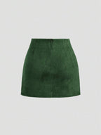 Sweetra Vintage Italian Style Maillard Color Pleated Bodycon Skirt, Sexy & Alluring For Autumn/Winter