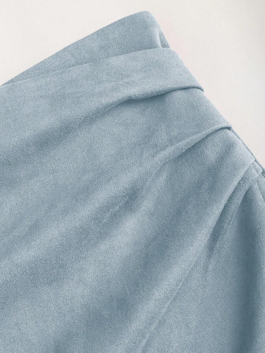 Sweetra Vintage Italian Style Maillard Color Pleated Bodycon Skirt, Sexy & Alluring For Autumn/Winter