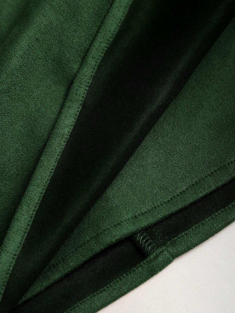 Sweetra Vintage Italian Style Maillard Color Pleated Bodycon Skirt, Sexy & Alluring For Autumn/Winter