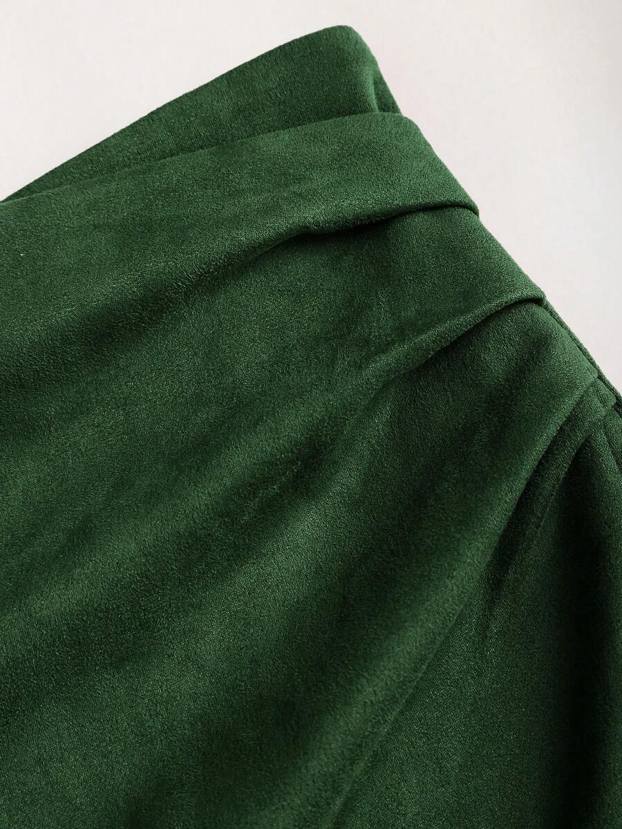 Sweetra Vintage Italian Style Maillard Color Pleated Bodycon Skirt, Sexy & Alluring For Autumn/Winter