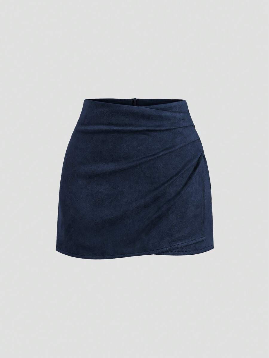 Sweetra Vintage Italian Style Maillard Color Pleated Bodycon Skirt, Sexy & Alluring For Autumn/Winter