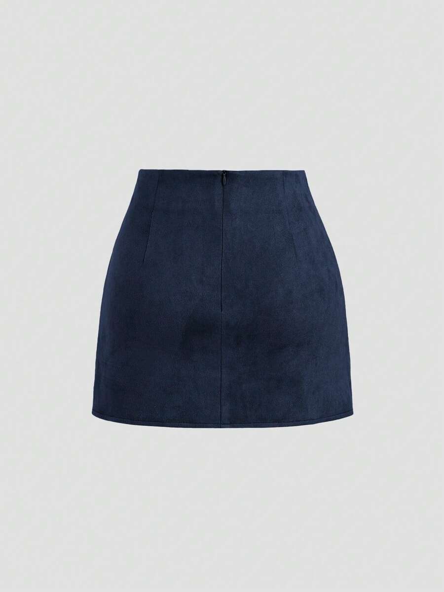 Sweetra Vintage Italian Style Maillard Color Pleated Bodycon Skirt, Sexy & Alluring For Autumn/Winter