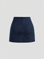 Sweetra Vintage Italian Style Maillard Color Pleated Bodycon Skirt, Sexy & Alluring For Autumn/Winter