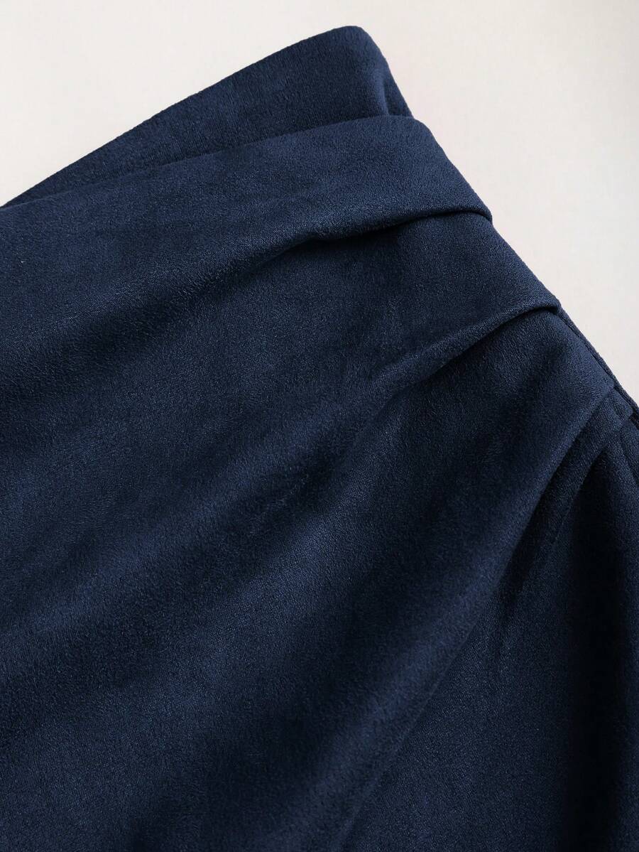 Sweetra Vintage Italian Style Maillard Color Pleated Bodycon Skirt, Sexy & Alluring For Autumn/Winter