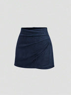 Sweetra Vintage Italian Style Maillard Color Pleated Bodycon Skirt, Sexy & Alluring For Autumn/Winter
