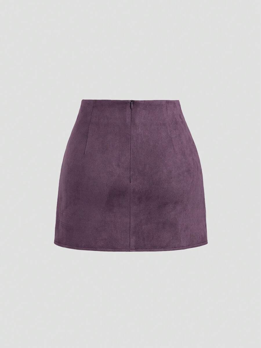 Sweetra Vintage Italian Style Maillard Color Pleated Bodycon Skirt, Sexy & Alluring For Autumn/Winter