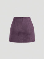 Sweetra Vintage Italian Style Maillard Color Pleated Bodycon Skirt, Sexy & Alluring For Autumn/Winter