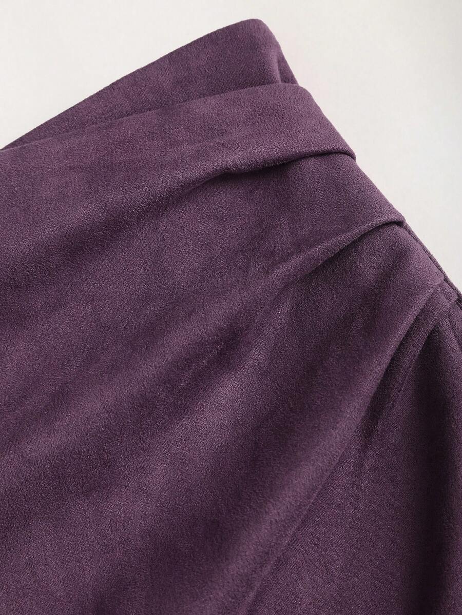 Sweetra Vintage Italian Style Maillard Color Pleated Bodycon Skirt, Sexy & Alluring For Autumn/Winter